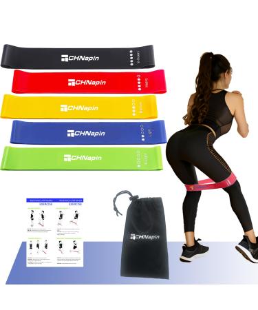 Resistance Loop Bands 5-Piece Set Exercise Bands with 5 Resistance Levels for Latex Elastic Bands for Yoga Pilates Rehab Fitness Strength Training and Home Workout
