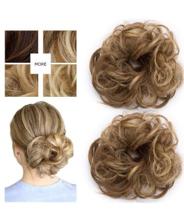 Hair part hair tie hair extensions butt with hair cheap soft wavy hair tie natural like real hair updo hair thickening 2pcs 50g/pack #Hellbraun & ashblond 25 g light brown & ashblond