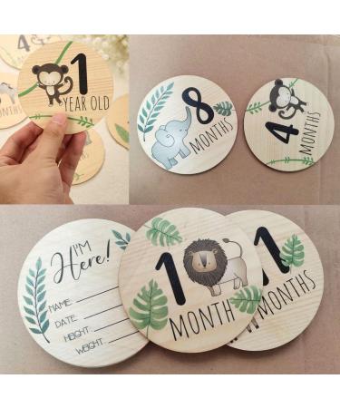 Paifeancodill Baby Monthly Milestone Cards Sign 7 Pcs Double Sided Wooden Baby Monthly Milestone Marker Discs Newborn Sign Baby Birth Announcement Milestone Discs Newborn First Year Photo Props - Buy Online on GoSupps.com