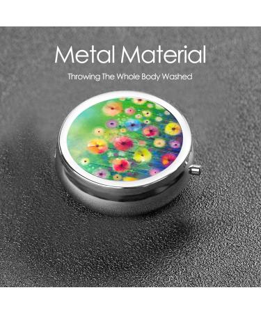 IBILIU Portable Pill Box - Floral Watercolor Design 3 Compartment Metal Medicine Organizer for Vitamins - Ideal for Travel 2x2 Inch - Buy Online on GoSupps.com