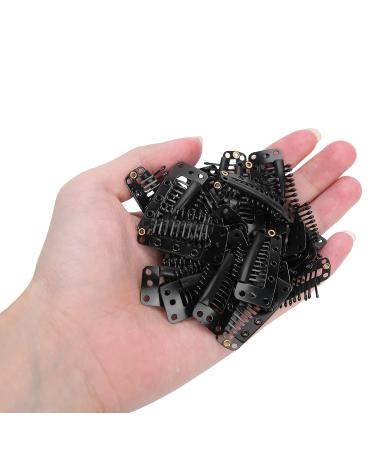 10 Teeth Wig Clips - 100-Pack Black Snap Comb Clips for Hair Extensions | Stainless Steel DIY Hair Accessories - Buy Online on GoSupps.com