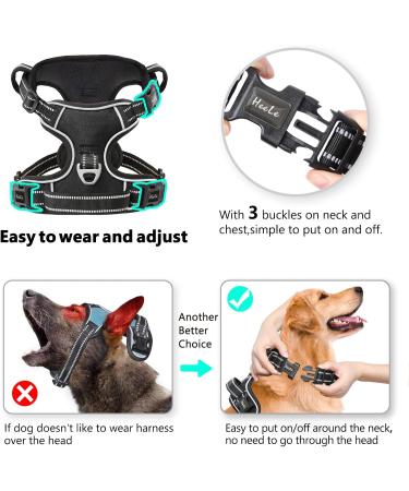 Adjustable No-Pull Heele Dog Harness for Large Breeds | Reflective Breathable Padded Handle | Black Size L (43-86cm) - Buy Online on GoSupps.com