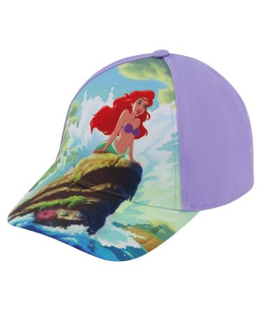 Disney Girls Baseball Cap, Princess and Little Mermaid Ariel Adjustable Kids Hat for Ages 4-7 4-7 Years Green