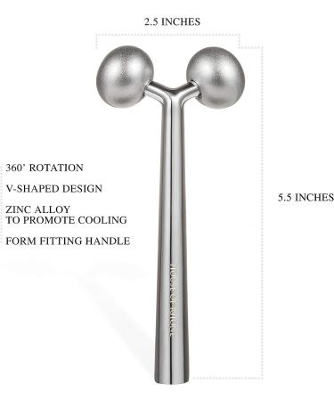 Facial Roller Massager - Cooling Metal for Contouring, Puffiness Reduction, Face Lift, Anti-Aging, and Skin Tightening - Botox Alternative for Wrinkle Reduction - With Gua Sha - Buy Online on GoSupps.com