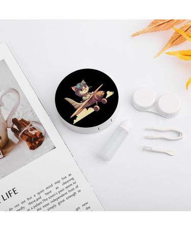 Cat Airplane Print Contact Lens Travel Kit - Portable Cute Contact Box with Mirror for Daily Use - Buy Online on GoSupps.com