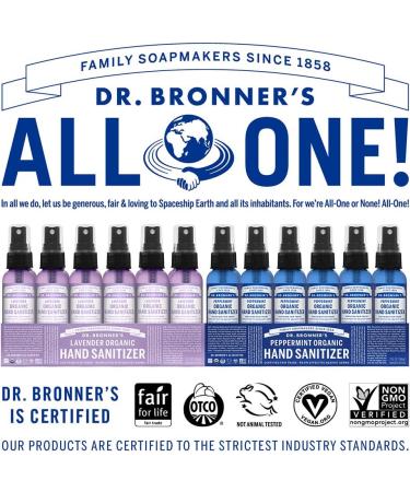 Dr. Bronner's Organic Lavender Hand Sanitizer Spray 2oz 2-Pack - Cleanses, Sanitizes & Moisturizes without Harsh Chemicals - Buy Online on GoSupps.com