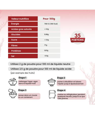 Agar Agar Powder 115g Natural Vegetable Gelatin for Jellies Desserts Jams Bovine Gelatin Leaf Substitute Rich in Fiber- - Buy Online on GoSupps.com