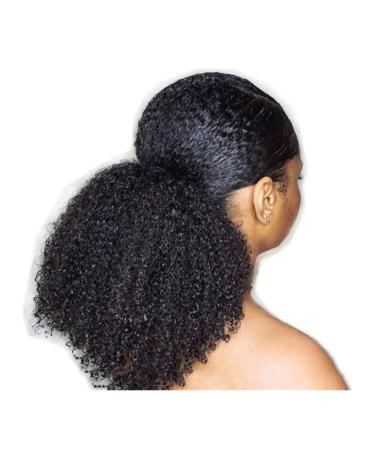 Bun Hair Pieces for Women 8-24 Inch African Curly Ponytail Hair Extensions Hair Clips with Drawstring Hair Slices Ponytail Real Hair Extensions Messy Bun Hair Piece (Color : A Size : 20inch(100g))