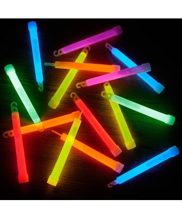 25 Ultra Bright Glow Sticks,Long Last Light Sticks,6 Inch Large Glow Sticks Bulk with Red Ribbon,Glowsticks with 12 Hour Duration for Camping Accessories,Parties,Hurricane,Earthquake,Survival Kit