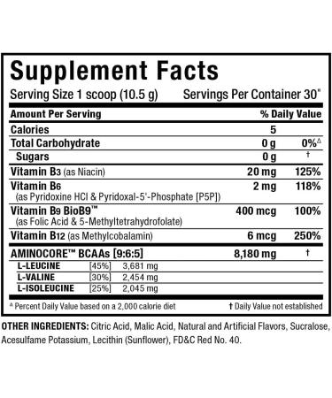 ALLMAX Nutrition AMINOCORE BCAA Fruit Punch - 0.69 lbs (315g) - Optimal Muscle Recovery & Performance - Buy Online on GoSupps.com