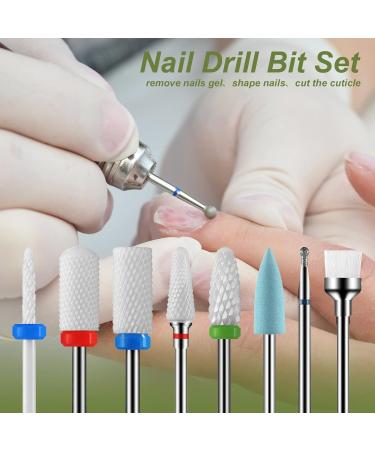 PAIRIER 8pcs Ceramic Nail Drill Bits Set - Professional Electric Diamond Tungsten Carbide Kit for Manicure and Pedicure - Great Gift - White - Buy Online on GoSupps.com