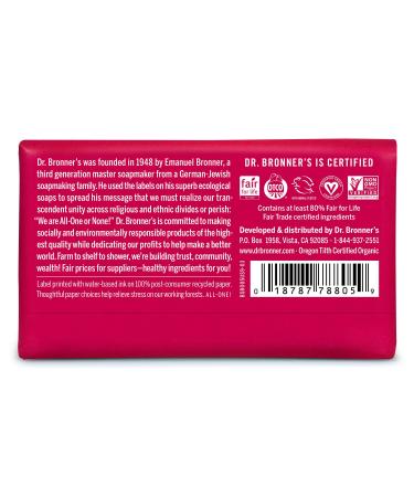 Dr. Bronner's Rose Pure-Castile Bar Soap - Organic Oil Blend - 5oz 12-Pack | Gentle, Moisturizing, Biodegradable, Vegan & Cruelty-Free - Buy Online on GoSupps.com