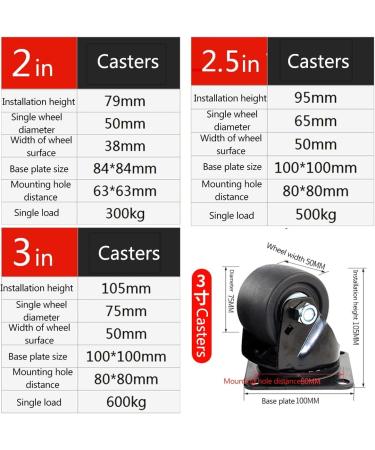 Threaded Shaft Swivel Castors Ball Castors Set of 2 Castors 1 Swivel Castor 1 Locking Castor No Trace on Floor Silent Swivel Castor for Cart Furniture Workbench Black Castors(2") - Buy Online on GoSupps.com