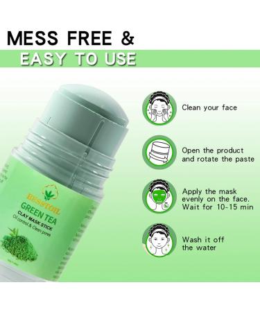 Green Tea Clay Mask Stick - Blackhead Remover Deep Pore Cleansing Oil Control With Green Tea Extract - Improved Formula Vegan Natural and Cruelty-Free (Green Tea) - Buy Online on GoSupps.com