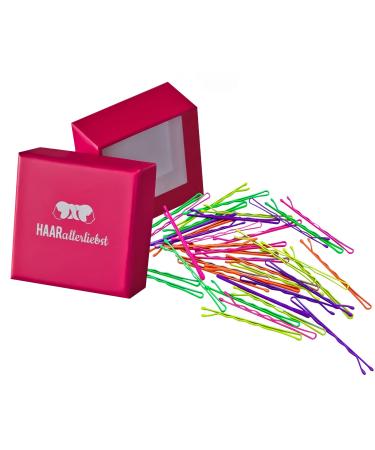 HAARallerliebst Bobby Pins hair clips (40 pieces | neon | 5 cm) including box for storage (box color: pink) - Buy Online on GoSupps.com