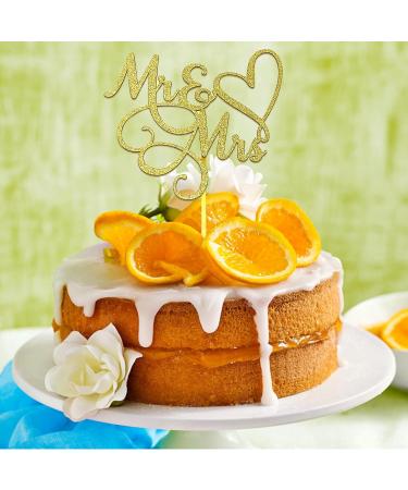 Mr & Mrs Cake Topper 6Inch Wedding Engagement Cake Picks Bridal Shower Anniversary Theme Birthday Party Glitter Cake Cupcake Decorations Supplies Gold - Buy Online on GoSupps.com