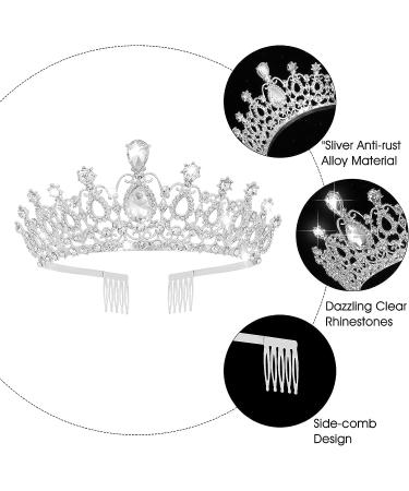 Sibba Rhinestone Crystal Tiara Comb - Bridal Wedding Princess Headwear | Silver Heart Crown for Bridesmaid, Prom, Birthday Party - Buy Online on GoSupps.com