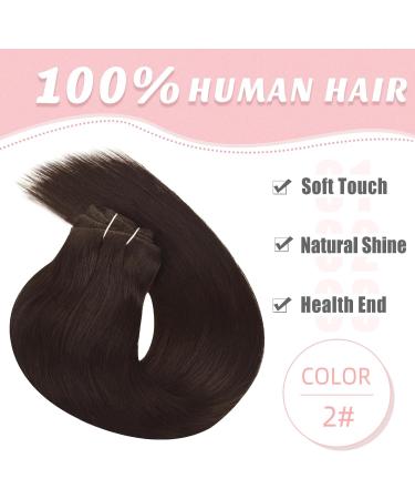 Vlasy Clip in Hair Extensions 16 Inch 2# Chocolate Brown - 7 Piece Seamless Real Human Hair Clip ins for Women - Buy Online on GoSupps.com