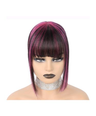 Bangs Hair Clip Human Hair with Bangs for Women Fringe Clip in Bangs Hair Pieces with Thining Hair Thick Hairpieces Adding Extra Hair Extensions Bangs Clip in Hair(Color:Pink) 8 inches Pink
