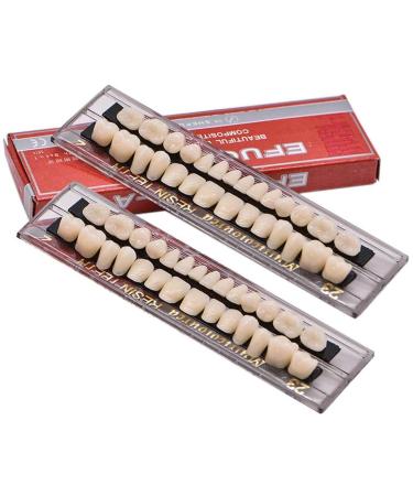 MTTXY 56-part denture set for artificial teeth complete acrylic resin prosthesis tooth 2 sets dentures set A2 upper and lower tooth materials for replacement do-it-yourself or Halloween