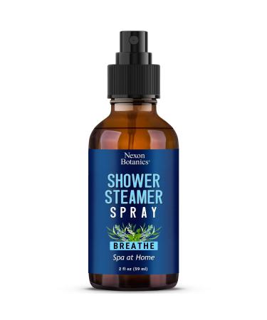 Breathe Shower Steamer Spray 2 fl oz - Aromatherapy Mist from Natural Essential Oil Blend - Peppermint, Eucalyptus Shower Steamer Spray - Spa at Home from Fresh Steam Shower Spray - Nexon Botanics