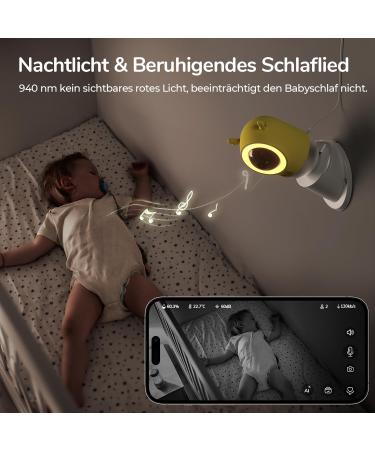 Jeeber 2.5K/4MP Baby Monitor - Smart Camera for Phone & Watch | Crying Detection Lullaby Movement Tracking Night Light WLAN - International Shipping - Buy Online on GoSupps.com