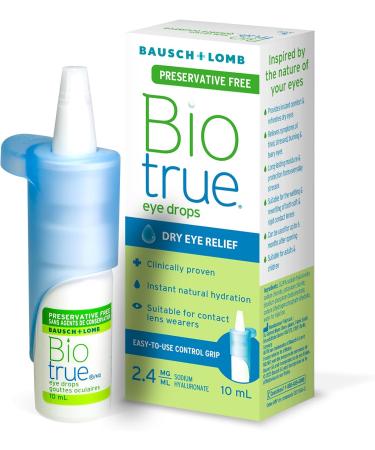 Biotrue Preservative Free Eye Drops for Dry Eyes Natural Moisturizer Hyaluronic Acid Lubricating Eye Drop for Long-Lasting Dry Eye Symptom Relief Preservative-Free MultiDose System 10mL Preservative Free 10 mL - Buy Online on GoSupps.com