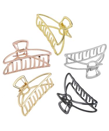 Fuystiulyo 5 Pcs Large Metal Hair Claw Clips for Women, Hair Catch Barrette Jaw Clamp Half Bun Hairpins for Thick Hair, Hair Accessories for Women and Girls