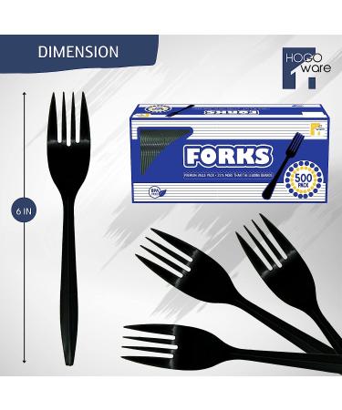 HOGOWARE 500 Black Plastic Forks - Medium Weight Disposable Cutlery for Take-Out, Parties, Picnics & Outdoor Events - Buy Online on GoSupps.com