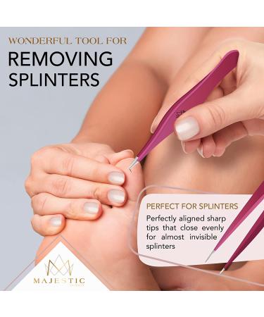 Majestic Bombay Pink Fine Point Tweezers - Precision Stainless Steel Tweezers for Splinter, Tick, Hair Removal - Buy Online on GoSupps.com