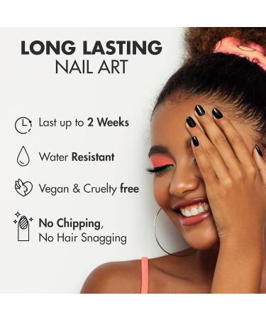 Moyou London 20 Pcs Semi Cured Gel Nail Wraps in Jet Black - Salon-Quality Manicure Set with Nail File & Cuticle Stick - UV/LED Lamp Required - Buy Online on GoSupps.com