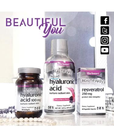Bluebonnet Nutrition Liquid Hyaluronic Acid - Hair, Skin, Nails Support - Vegan, Non-GMO, Gluten-Free - 16 fl oz, Mixed Berry Flavor - Buy Online on GoSupps.com
