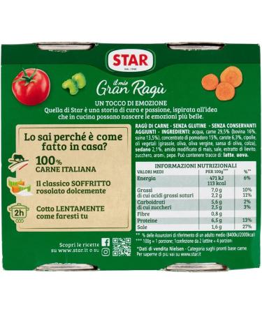  Italian Gourmet E.R. Star rag Sughi pronti Set of 8 ready-to-use sauces (2 x 180 g) 100% Italian + pulp 400 g - Buy Online on GoSupps.com