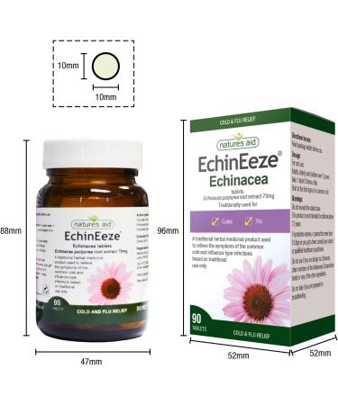 Natures Aid EchinEeze Echinacea 90 Count Vegan - Relief of Cold Symptoms - Buy Online on GoSupps.com