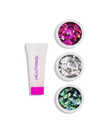 Shop MCoBeauty Festival Ready Hair & Body Glitter Set - 4 Pcs for Effortless Beauty - Includes 3 Glitter Pots & Gentle Adhesive Gloss - Buy Online on GoSupps.com