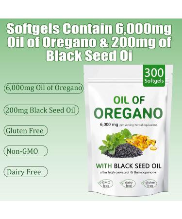 Oil of Oregano with Black Seed Oil 2 in 1 Organic Oregano Capsules for Immune Support & Overall Wellness Non-GMO Gluten Free 300 Softgel - Buy Online on GoSupps.com