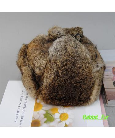 Valpeak Men's Rabbit Fur Russian Ushanka Hat - Brown X-Large - Buy Online on GoSupps.com