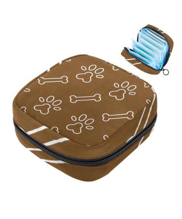 Sanitary Napkin Storage Bags Nursing Pad Holder Dog Seamless Pattern Theme Bone Paw Foot Print Portable Period Kit Bag Feminine Product Pouch for Women Girls