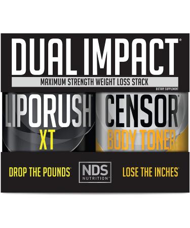 NDS Nutrition Maximum Strength Dual Impact Stack - Complete 2-in-1 Fat Loss Stack Enhanced with Teacrine, L-Carnitine, CLA for Serious Results - Censor 90 Softgels & LipoRush XT 60 Capsules - Buy Online on GoSupps.com