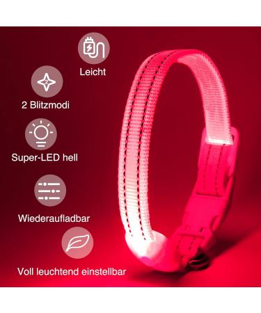 KOSKILL LED Dog Collar - Waterproof & Bright Adjustable USB Lighted Collar for Small Dogs (Pink Size S) - Safe & Stylish Pet Accessory - Buy Online on GoSupps.com