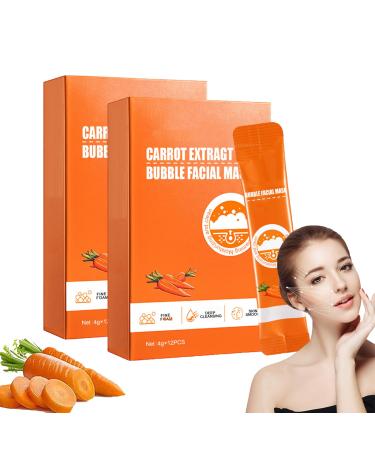 Carrot Extract Bubble Facial Mask Carrot Bubble Mask Carrot Bubble Facial Mask Carrot Bubble Cleaning Facial Mask for Deep Pore Cleansing Moisturizing Remove Blackhead for All Skin 2 Pack-24Pcs