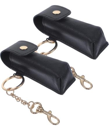 Lipstick Keychain Holder Set | Lip Balm Purse Storage | 2pcs Black Bag Organizer for Women - Buy Online on GoSupps.com
