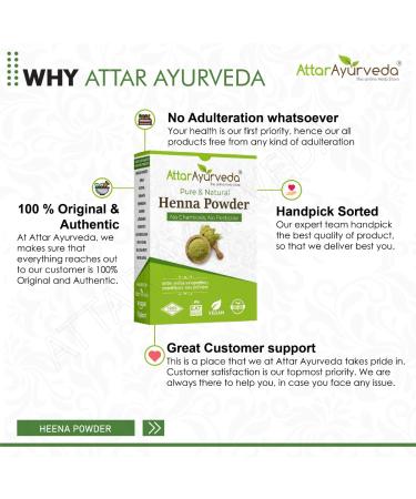 Buy Attar Ayurveda Natural Henna Powder for Hair Color & Growth - 100% Natural No Chemicals 200GM - Reduce Hair Fall - Buy Online on GoSupps.com