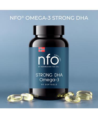 NFO Strong DHA Omega 3 - High-Dose Fish Oil Capsules (90) | Pure DHA Rich Triglycerides with Vitamin E - Wild-Caught Fish from Finland - Buy Online on GoSupps.com