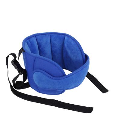 Child Car Head Support Adjustable Cotton Car Seat Headrest for Baby Kids Toddler Head Protector Strap and Neck Support Band Blue