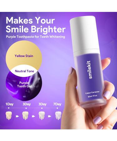 Purple Teeth Whitening Toothpaste | Effective Color Correction for White Teeth | Mild Mint Flavor - 30ml - Buy Online on GoSupps.com