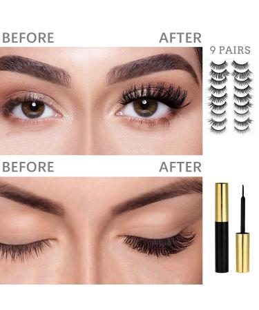 Buy Magnetic Eyelashes - 9 Pairs 3D & 5D Long Lasting Kit with Magnetic Liner & Mirror | Easy to Wear Magnetic Lashes for Stunning Looks - Buy Online on GoSupps.com