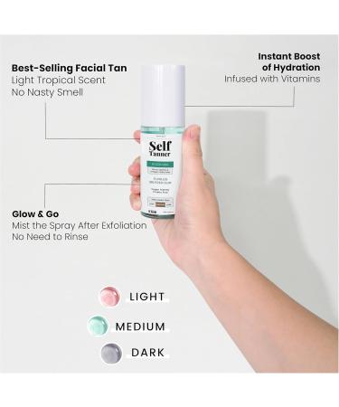 Team Tan Self Tanning Water - Vitamin Infused Hydrating Sunless Tanner Spray for Face & Body | Streak-Free No Orange Tints Pleasant Scent (Medium - Buy Online on GoSupps.com