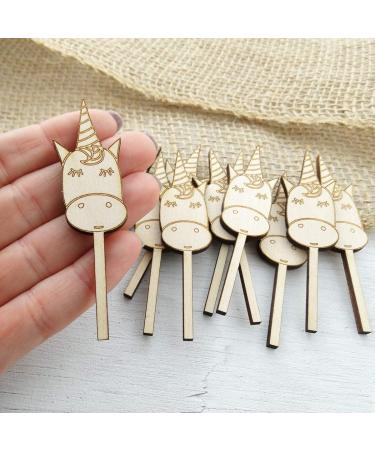 Unicorn Cupcake Toppers Laser Engraved Wood Set of 12 - Birthday Party Favors Decor Decorations - Buy Online on GoSupps.com
