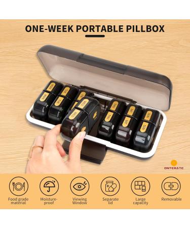 Weekly Pill Organizer - AM PM 7-Day Detachable Case for Vitamins & Fish Oils | Moisture-Proof Travel Pill Box (Black - Buy Online on GoSupps.com